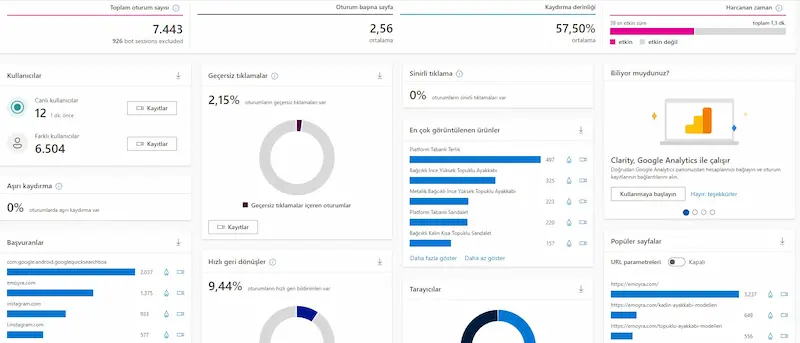 microsoft clarity dashboard